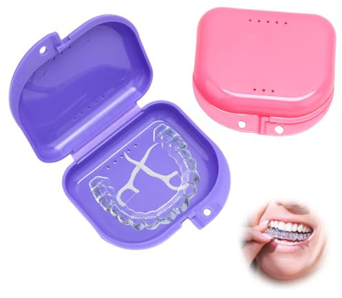 2 pcs Etui Pour Appareils Dentaires, Boite Appareil Dentaire, Boite Gouttiere Dentaire, pour Appareils Orthodontiques, Appareils Dentaires Sportifs, Dentiers (Rose et Violet)