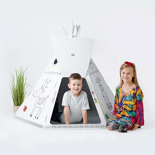 Zelt der Indianer aus Karton zum Ausmalen Spiel Labor Montessori Methode 100% umweltfreundlich und recyclebar | GreenCity Papierdorf Bauen und färben Rollenspiel und Emulation für Kinder