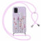 Foonary Handyband Hülle mit Band für Samsung A21s 4G 6,5 Handyhülle, Blumen Lavendel Design Kette Necklace Case mit Kordel zum Umhängen Silikon Bumper Cover Schnur für Samsung Galaxy A21s 4G