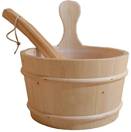 Seau en Bois De Sauna 1 Pièce-Baril De Sauna en Bois, Kit D'accessoires De Sauna | Louche De Sauna Essentielle Faite À La Main, Seau De Sauna en Bois pour Sauna, Salle De Bain À Vapeur, Salle De Bain