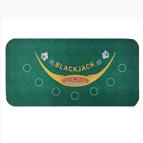 VoOqo Black Jack Poker-Tischdecke, tragbares Pokertisch-Layout, Gummimatte, Pokertischmatte mit Tragetasche, 8 Spieler, geeignet für Pokerspiel Texas Hold'em