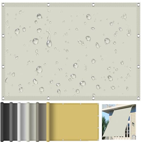 Voile d'ombrage Rectangulaire 550 x 720 cm PES Toile d'ombrage Imperméable avec Œillets en Acier Inoxydable pour Jardin Camping Terrasse Piscine, Ivoire