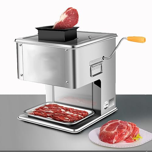 Commercial Automatic Meat and Vegetable Cutter, Electric Stainless Steel Meat Grinder, Fibre Gears, Removable Knife Set, Cuts Fish Fillets, Vegetables and Minced Meat,5.0MM
