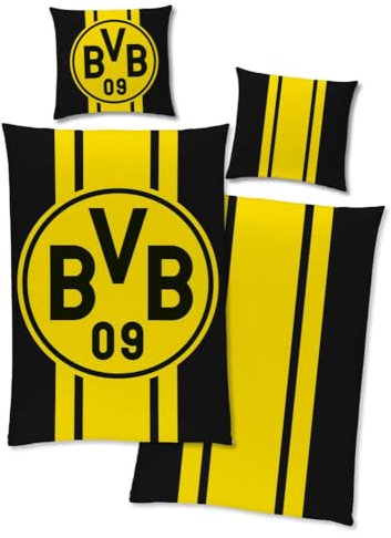 Borussia Dortmund Wendebettwäsche Classic schwarzgelb Streifendesign 135 x 200 cm Bettwäsche BVB 09