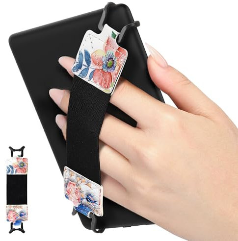 MoKo Cinturino di Sicurezza per 6-8 Kindle eReaders Fire Tablet - Kobo/Voyaga/Sony Kindle E-Book Tablet, Cinturino da Mano Versatile ad Alta Elasticità Supporto Antiscivolo, Fiori Fragranti