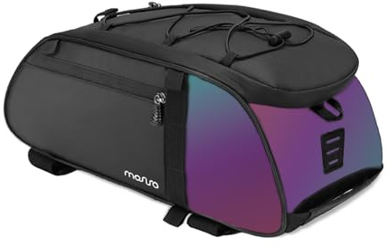 MOSISO Fahrradtasche 15L, Gepäckträgertasche Wasserdicht & Reflektierend, Multifunktionale 3-In-1 Fahrradtasche Rucksack mit Schultergurt Schnell Abnehmbare für Radfahren Pendeln Camping, Schwarz