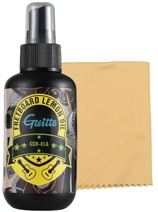 Funien Kit de Limpieza y Cuidado de Guitarra, 120 ml, Aceite de limón para diapasón con paño de Limpieza para Herramienta de Mantenimiento y Limpieza de Guitarras, Aceite de Limpieza para diapasón de