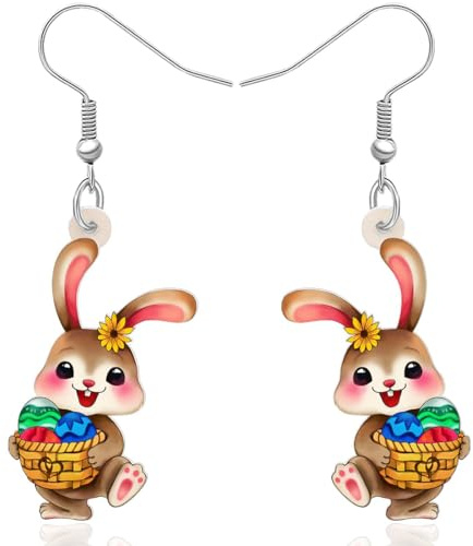 EAVUYIS Ostern Hasen Ohrringe Cute Ostereier Kaninchen Ohrringe Acryl Osterhase Dangle Schmuck Geschenke für Damen Mädchen lustig Ostern Deko
