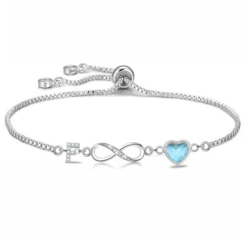 Kraven Infinity Armband Damen 925 Silber, Unendlichkeit Herz Zirkonia Armbänder Verstellbar Armkette Valentinstag Muttertag Geburtstags Weihnachten Geschenk für Sie Frauen Freundin mama (F)