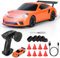 JONRRYIN Drift Auto Ferngesteuert, 1:43 Mini Drift Car, 4WD Tabletop Drift RC Car, Ferngesteuertes Auto ab mit LED Leuchten, 15 km/h, Spielzeugauto für Kinder ab 14 Jahre (Orange - Standard)