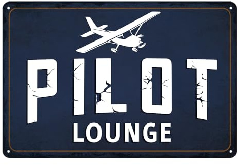Flugzeug-Dekor, Vintage-Flugzeug-Metall-Blechschild, Pilot-Lounge-Schild, Luftfahrt-Thema, Wandkunst für Piloten und Flugzeugliebhaber, Vintage-Flugzeug-Dekoration für Jungenzimmer, 20,3 x 30,5 cm