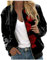 Blouson D’Automne Élégant Et Féminin Solide Femme Zippé Slim Décontracté Veste Manteau Blouson Casual Mode Imprimé Floral Coupe-Vent Vintage Chic Court Col Impression Mi-Saison Automne