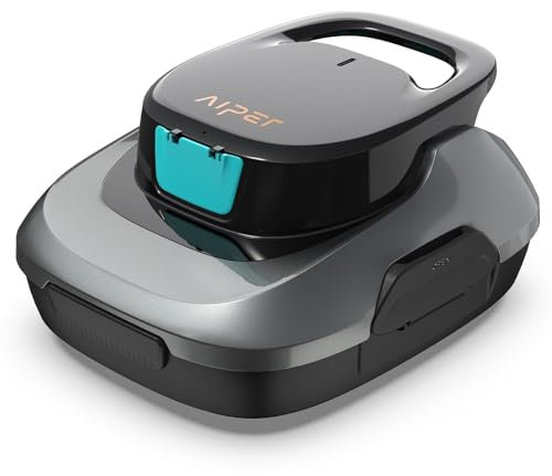 AIPER Poolroboter, Kabelloser Poolsauger Akku, 90 Minuten Reinigungszeit, Automatische Reinigung mit Selbsteinparkfunktion, Kompakter und Leichter Poolreiniger für Oberirdische Pools (Generalüberholt)