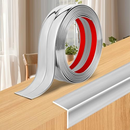 Modanatura decorativa autoadesiva flessibile profilo angolare in PVC per pareti, profilo angolare per piastrelle e bordo del soffitto (Argento, 6cm×3m)