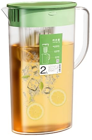 2L Carafe Eau, Pichet à Eau Plastique avec Couvercle et Poignée, Pichet a Jus, Pichete à Thé Glacé, pour Thé Glacé, Jus, Limonade, Lait, Boissons Froides ou Chaudes
