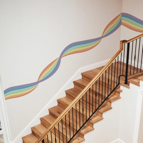 Runtoo Regenbogen-Wandbordüre, Boho, moderner Wandaufkleber, Ecksockelleiste, Sockelleiste, Aufkleber für Mädchen, Schlafzimmer, Kinder, Baby, Kinderzimmer, Dekoration