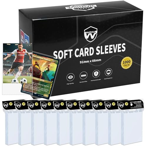 1000pcs Card Sleeves, Soft Clear Penny Sleeves Compatible with Top Loaders | 66x91mm Ultra-clear waterproof, Sports cards protector, TCG Game card sleeve, Dustproof scratch-free, Non-PVC acid-free