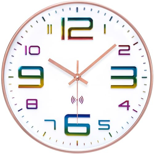 VIVILINEN Wanduhr Funk mit Großen Zahlen Funkuhr Wand Lautlos | Wanduhr Ohne Tickgeräusche Funkwanduhr Geräuschlos Küchenuhr Funk für Wohnzimmer Schlafzimmer Küche Büro 30cm