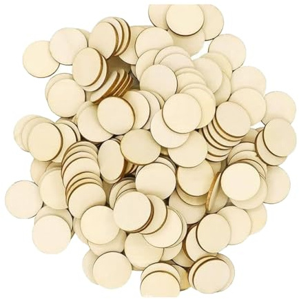 Vauki Lot de 200 disques ronds en bois naturel pour travaux manuels, 2,5 cm, non traités, 2,5 mm d'épaisseur, pour bricolage, artisanat, panneau, décoration de mariage, peinture, scrapbooking