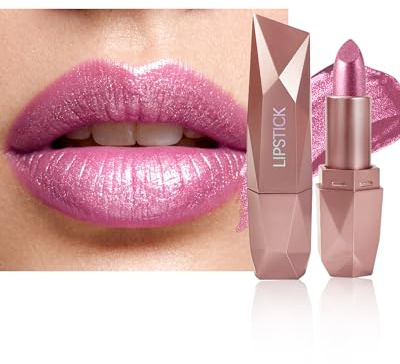 Rouge a Levre Pailleté Métallique, Rouge à Lèvres Violet Mat Longue Tenue | Brillant Lip Stain Highly Pigmented Sans Transfert, Lip Gloss Repulpant, Lipstick Waterproof, Maquillage Cadeau Femme