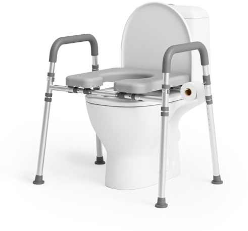 Loyoda Toilet Seat Riser with PU Padded Seat for Seniors, 350 lb Capacity