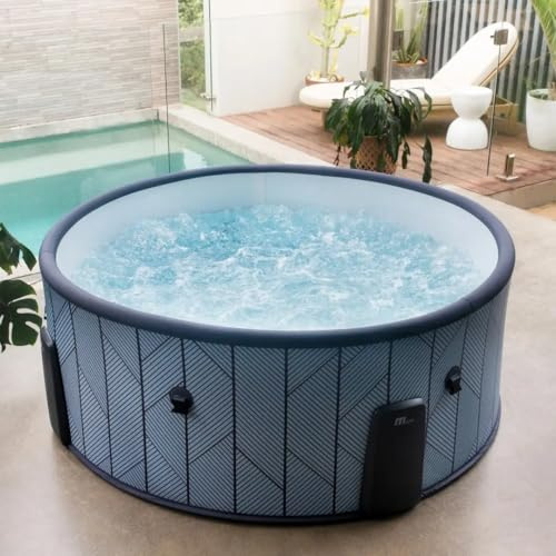 MSpa Whirlpool Tidal 173 x 173 x 65 cm – uppblåsbar bubbelpool för 6 personer med 138 luftmunstycken och 3 hydromassagemunstycken, PTC-uppvärmning, UVC+ desinfektion, appkontroll, Rhino Tech 6-lagers