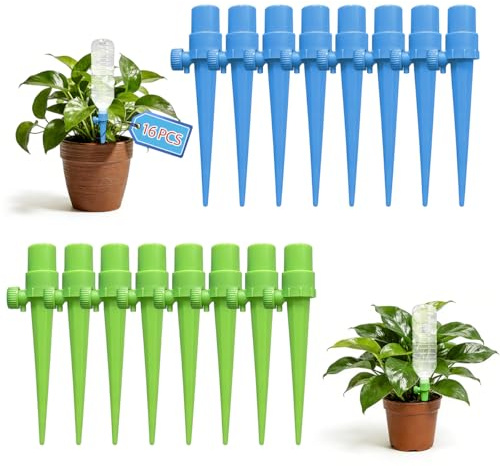 16 Piezas Riego por Goteo Automático Kit, 2026 Versión Actualizada Ajustable Dispositivo de Riego para Plantas, Riego Automático Macetas y Riego por Goteo para Macetas, ABS Duradero (16)