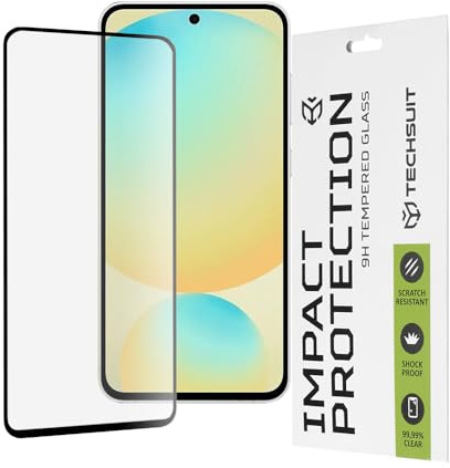 Techsuit Displayschutzfolie für Samsung Galaxy S24 FE Gehärtetes Glas mit 9H Härte, Vollständige Abdeckung, Stoßschutz, Oleophobe Beschichtung, Anti Fingerabdruck, Blasenfrei, 111D Full Glue