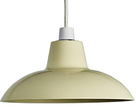 MiniSun | Retro Style Gloss Cream Metal Ceiling Light Shade | Pendant Lights, Home Décor & Improvement Essential | Includes 10W LED Bulb [3000K Warm White] | 288mm Shade Width