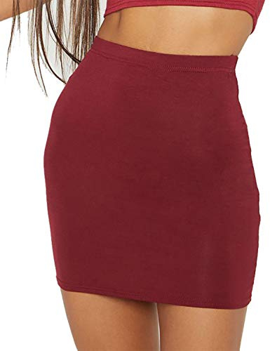 Pretty Fashion Mini Skirt, Stretchy, Slimming Skirts for Women UK, Short Skirt Elasticated Women's Skirts, Black Mini Skirts for Women UK Multiple Colours Plus Sizes 8-22 (Wine, 08-10)
