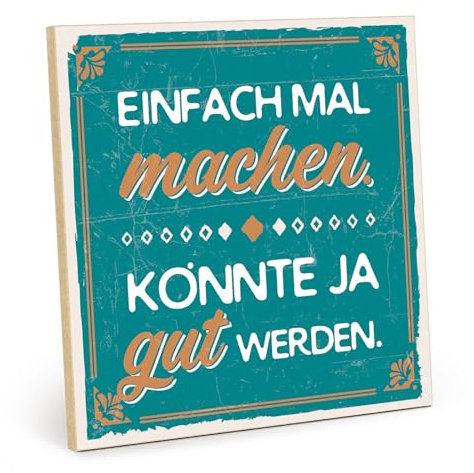 TypeStoff Holzschild mit Spruch – EINFACH MAL MACHEN – im Vintage-Look mit Zitat als Geschenk und Dekoration - HS-00642