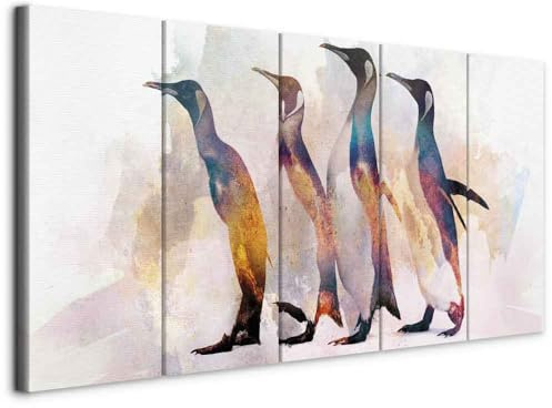 murando - Leinwandbild Betonoptik Tier wie, 200x80 cm, 5-teilig, Wohnzimmer | Hochwertige Leinwand, sofort aufhängbar, ideal fürs Wohn- oder Schlafzimmer, wasserfest und lichtecht, langlebig, stilvoll