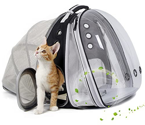 Interfashioner, zaino trasparente per gatti grandi, espandibile davanti e dietro, per cani di piccola taglia fino a 9,1 kg, zaino per gatti grossi