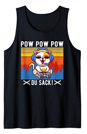 Gaming Gamer Katze Nerd Video Game Spiele Computer PC Pow Tank Top