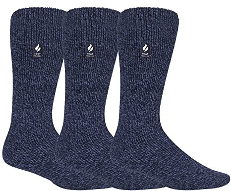 HEAT HOLDERS - 3 Pack Multipack Mens Insulated Thermal Socks for Winter (6-11, Denim)