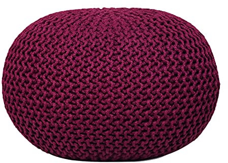 kreatives Wohnen Pouf Sitzpouf Strickhocker Strickpuff Ø 55 cm Innen & Außen waschbar Brillante Farben! Bordeaux - Amaranth Premium
