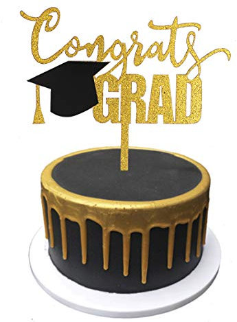 Gold Congrats Grade Cake Topper, Acryl Graduation Topper für Abschlussfeier Party Dekorationen