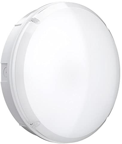LightHub 18W LED Microwave Motion Sensor Wall Ceiling Round Dome Bulkhead Light Fitting IP65 - Indoor, Outdoor, Bathroom, Corridor, Commercial, Office, Hallway, Corridor, Utility - CCT White