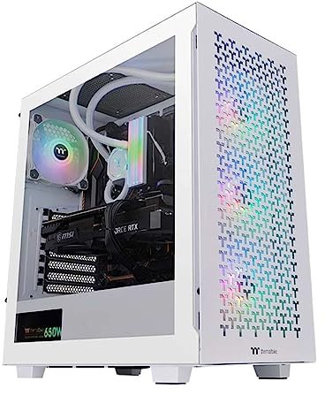 Thermaltake V350 TG ARGB Air Snow White | PC-Chassis | Mid-Tower-ATX-Case | 4mm Tempered Glass | 4x fans including | White