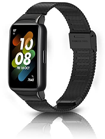 ToVioc Bracelet Compatible avec Huawei Band 7 /Honor Band 7, Bracelet en Maille réglable en Acier Inoxydable pour Huawei Band 7 /Honor Band 7 - Noir