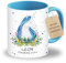 LOOXIS Mug personnalisée pour enfants avec nom, texte et motif - 325ml, céramique, différentes couleurs - Idée cadeau garçon, fille, rentrée scolaire, maternelle - Bleu, Licorne