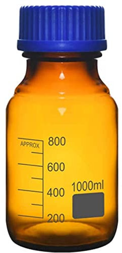 XPSSJMU 3 Pièces Bouteille De Réactif Graduée En Verre Épais Vide Avec Bouchon À Vis Bleu Bouteille D'agent Chimique De Laboratoire Stockage De Liquide,100ML