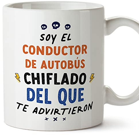 MUGFFINS Tazas para CONDUCTOR DE AUTOBÚS hombre - En Español - Todos te advirtieron - 11 oz / 330 ml - Regalo original y divertido
