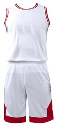 Basketball Trikot Shirt und Shorts, Erwachsene Basketball Jersey, Basketball ärmellose Anzug, Basketball Sportbekleidung, T-Shirt Weste + Shorts, Jugendlich Sweatshirt(5XL,Weiß)