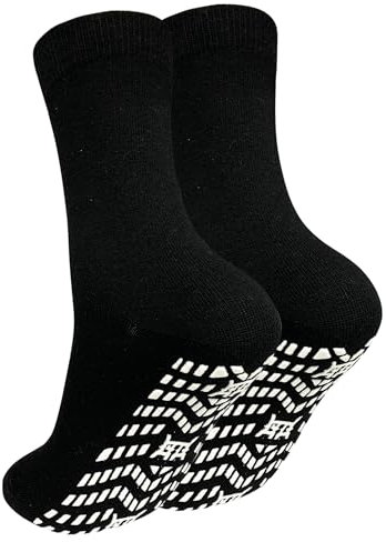 ZAKASA Stoppersocken Herren Antirutsch Socken: ABS Rutschfeste Socken Männer Anti Rutsch Socken mit Noppen Baumwolle Noppensocken Sportsocken 39-42 Schwarz-1 Paar