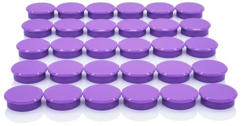 PYJLBX Fridge Magnets, Small Magnets Strong Magnet Whiteboard Magnets Heavy Duty, Cute Round Mini Magnets for Crafts, Fridge, Notice Board, Planning Boards, Office,School,Classroom (Purple, 30 Pack)