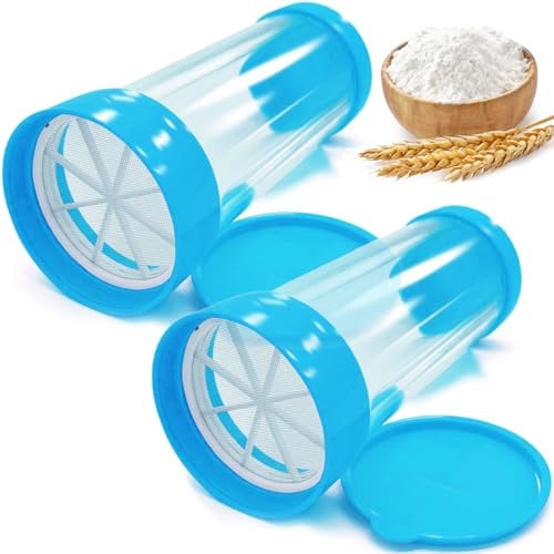 Yueser Puderzuckerstreuer, 2 Stück Mehlsieb Puderzuckermühle Kakaostreuer Puderzuckersieb Staubzuckerstreuer Staubzuckermühle Pulverstreuer Kakaopulver Streuer Puderzucker Mühle Mehlstreuer mit Deckel