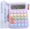 YLKBZSG Calculatrice électronique créative de couleur douce, calculatrice à boutons ronds, écran LCD 12 chiffres et gros boutons ronds, jolie calculatrice pour bureau, école, maison (couleur 01)
