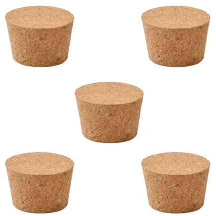 INCREWAY Lot de 5 bouchons coniques en liège pour bouteille de vin en verre, 55 x 45 x 35 mm
