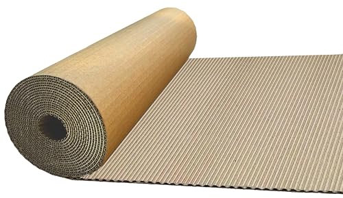 Lot de 2 rouleaux de papier ondulé marron simple face cannelée B (35 cm x 180 cm) pour emballage, stockage, expédition, bricolage